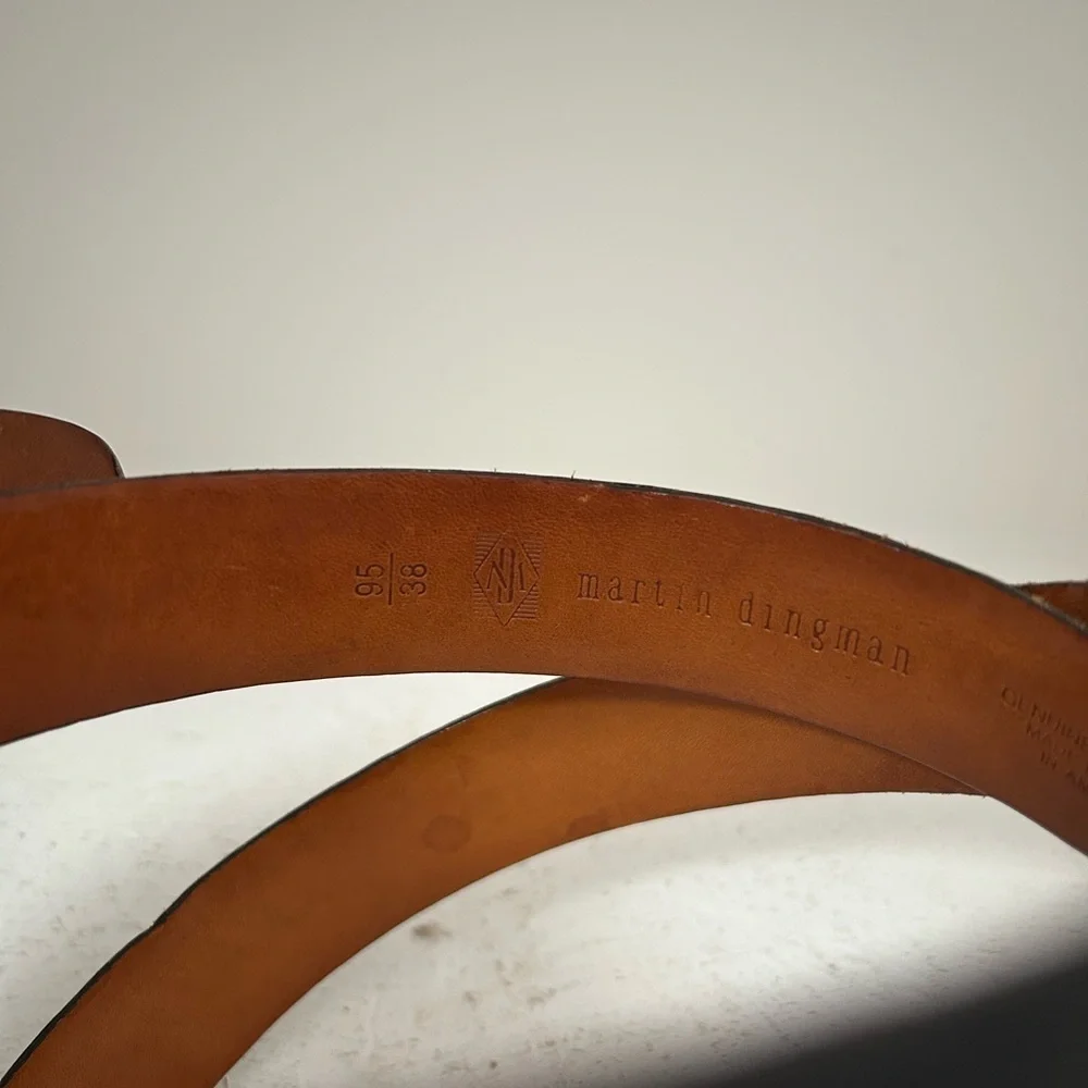 Martin Dingman Black Leather Genuine  Belt with Silver Buckle